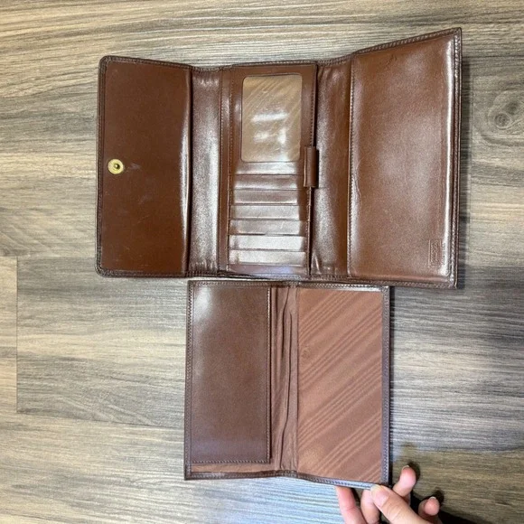 Vintage Dooney & Bourke Wallet Black Tan Checkbook - Picture 6 of 15